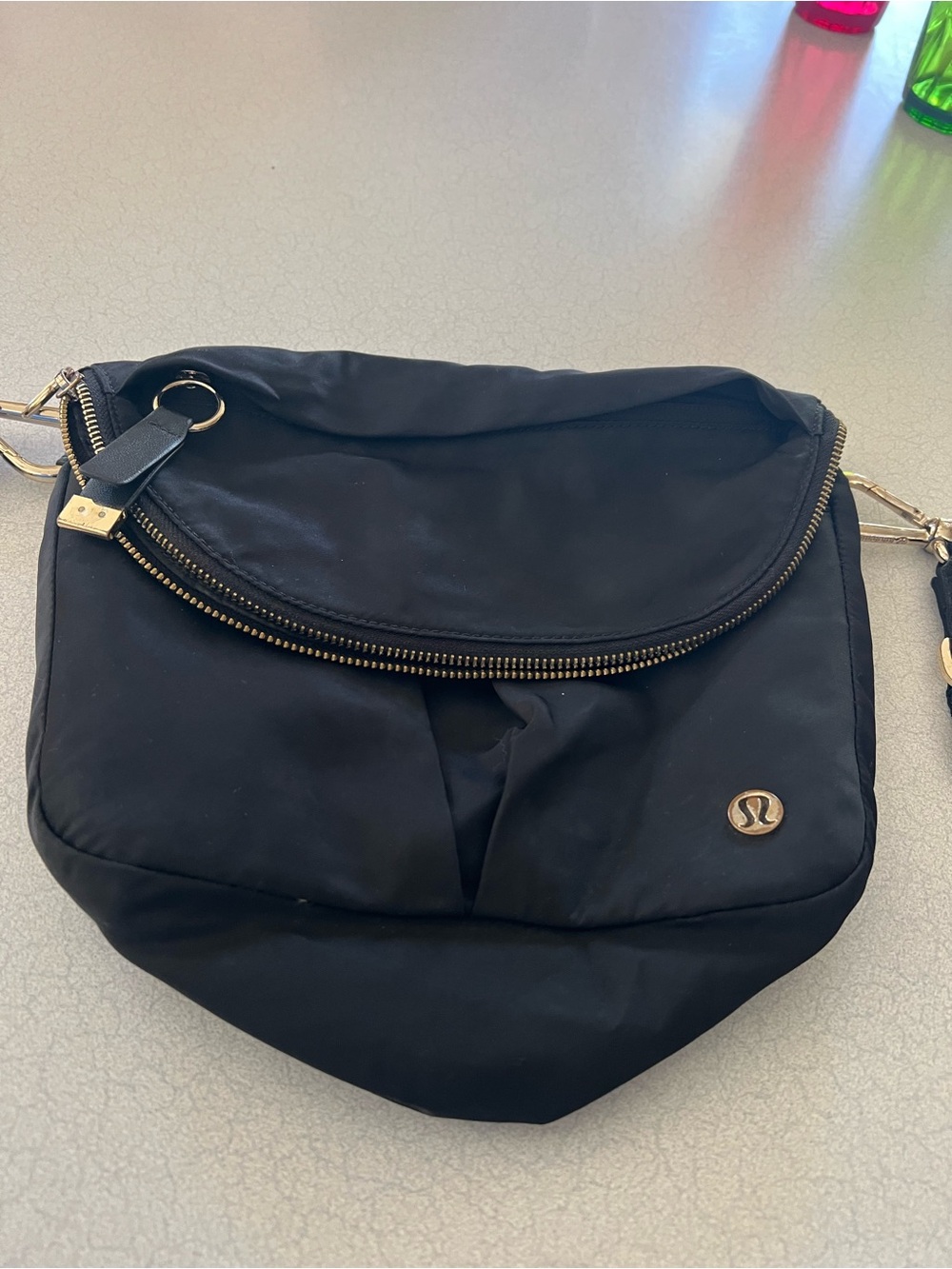 lululemon athletica Black Nylon Zip-Front Crossbody Bag
